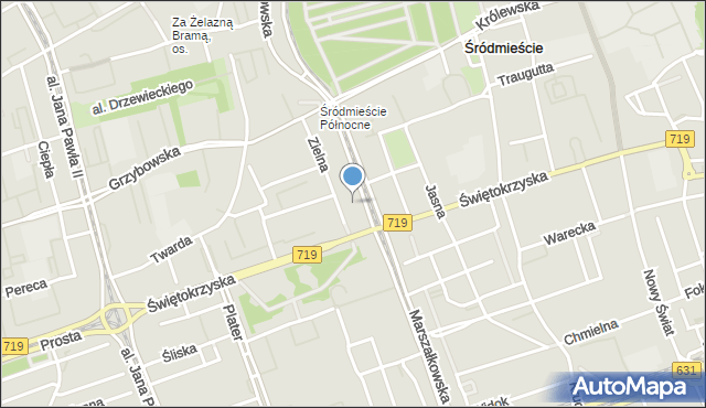 Warszawa, Metro Świętokrzyska, mapa Warszawy