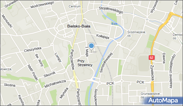 Bielsko-Biała, Miarki Karola, mapa Bielsko-Białej