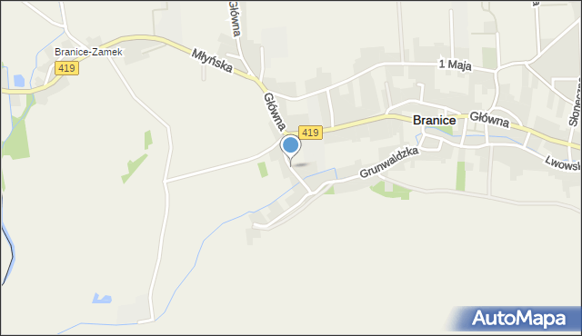 Branice powiat głubczycki, Mickiewicza Adama, mapa Branice powiat głubczycki