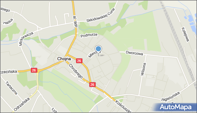 Chojna powiat gryfiński, Mieszka I, mapa Chojna powiat gryfiński