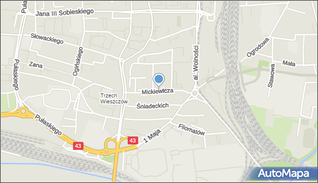 Częstochowa, Mickiewicza Adama, mapa Częstochowy