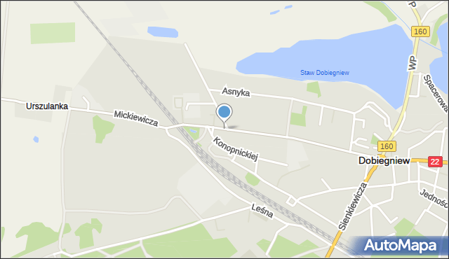 Dobiegniew powiat strzelecko-drezdenecki, Mickiewicza Adama, mapa Dobiegniew powiat strzelecko-drezdenecki
