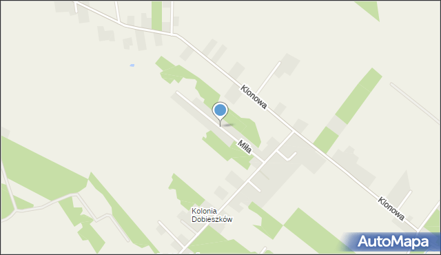 Dobieszków gmina Stryków, Miła, mapa Dobieszków gmina Stryków