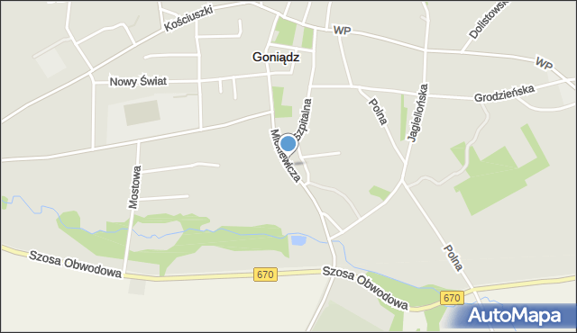Goniądz, Mickiewicza Adama, mapa Goniądz