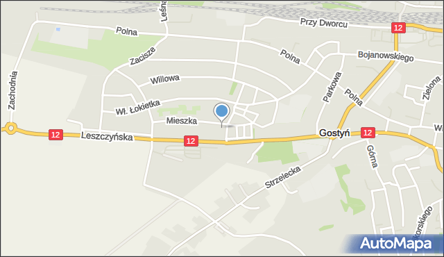 Gostyń, Mieszka I, mapa Gostyń