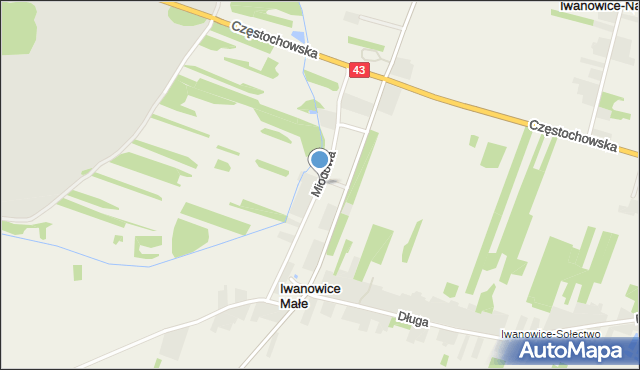 Iwanowice Małe, Miodowa, mapa Iwanowice Małe