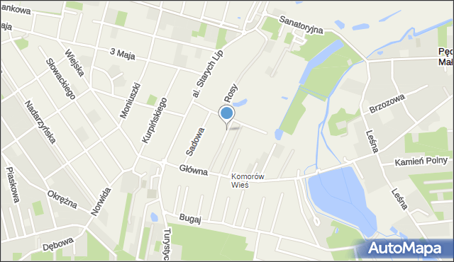 Komorów gmina Michałowice, Miodowa, mapa Komorów gmina Michałowice