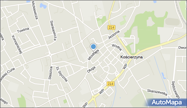 Kościerzyna, Miodowa, mapa Kościerzyna
