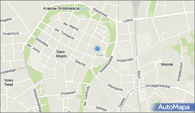 Kraków, Mikołajska, mapa Krakowa
