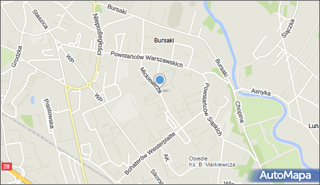 Krosno, Mickiewicza Adama, mapa Krosna