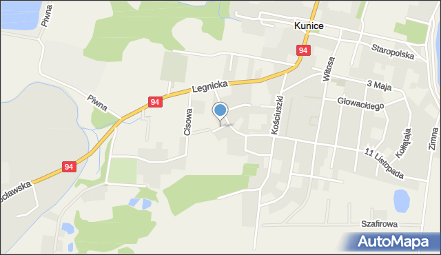Kunice powiat legnicki, Miodowa, mapa Kunice powiat legnicki