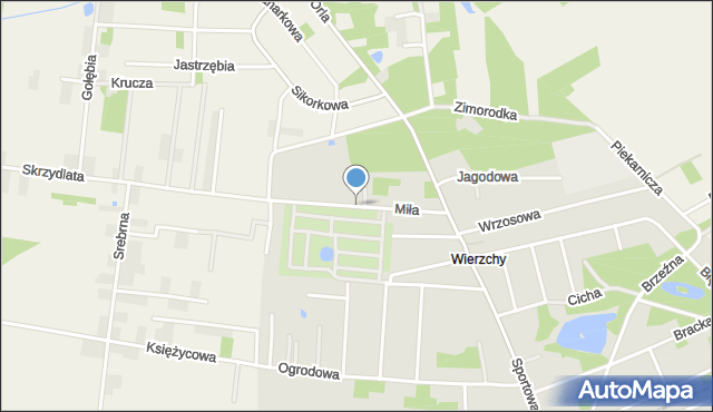 Łask, Miła, mapa Łask