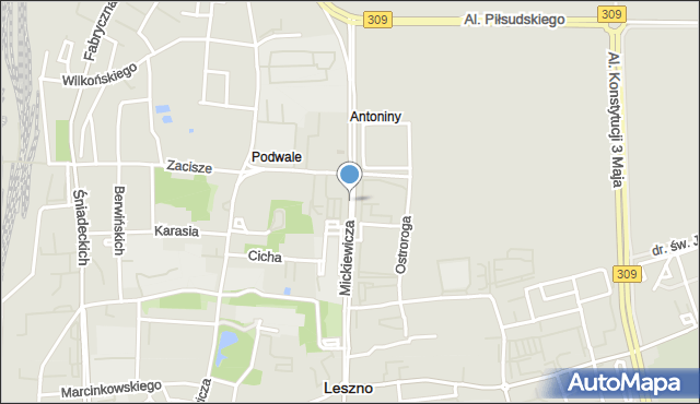 Leszno, Mickiewicza Adama, mapa Leszno