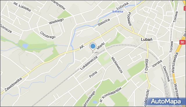 Lubań, Miarki Karola, mapa Lubań