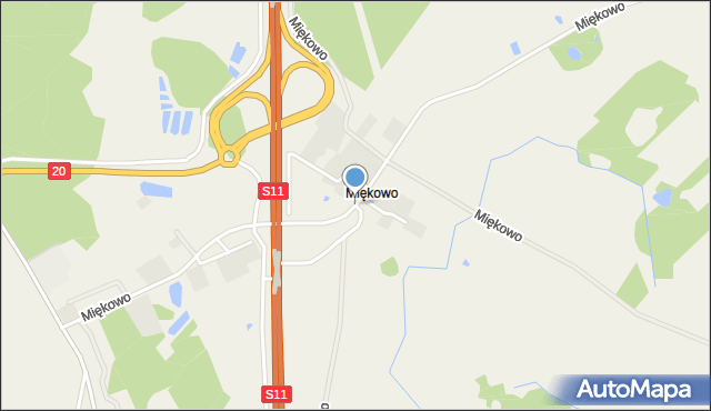 Miękowo gmina Szczecinek, Miękowo, mapa Miękowo gmina Szczecinek