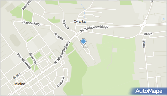 Mielec, Miasteczko Młodego Robotnika, mapa Mielca