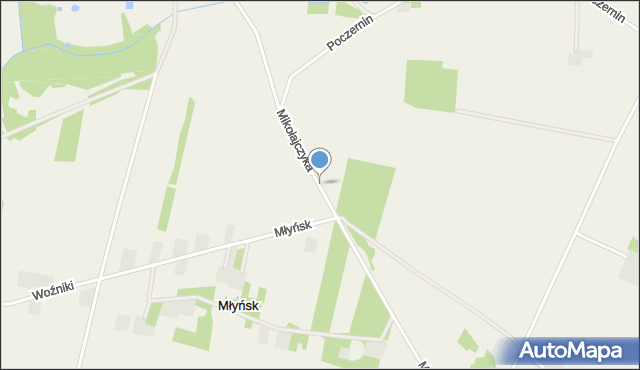 Młyńsk gmina Płońsk, Mikołajczyka Stanisława, mapa Młyńsk gmina Płońsk