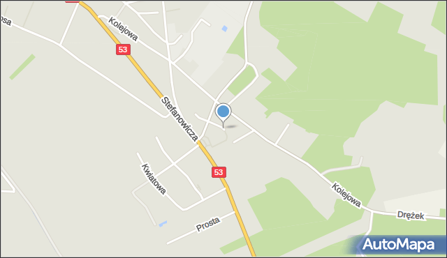 Myszyniec, Miodowa, mapa Myszyniec