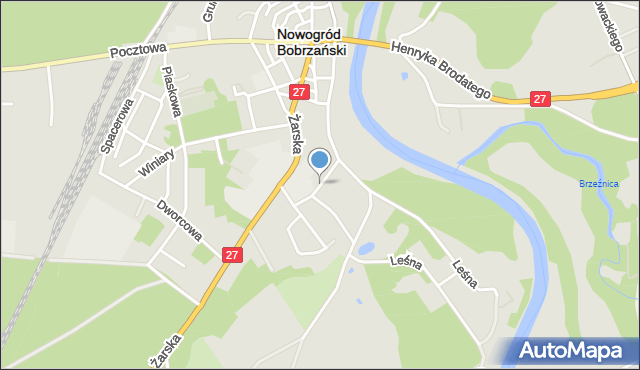 Nowogród Bobrzański, Miodowa, mapa Nowogród Bobrzański