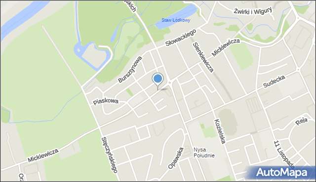 Nysa, Mickiewicza Adama, mapa Nysy