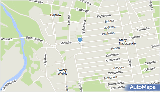 Otwock, Mieszka I, mapa Otwock