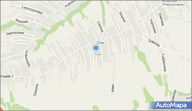 Pietrzykowice gmina Łodygowice, Miodowa, mapa Pietrzykowice gmina Łodygowice