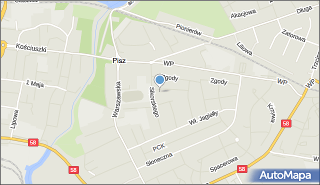 Pisz, Mieszka I, mapa Pisz