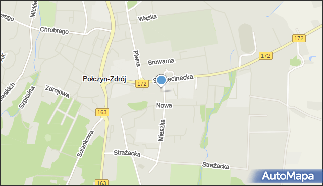 Połczyn-Zdrój, Mieszka I, mapa Połczyn-Zdrój