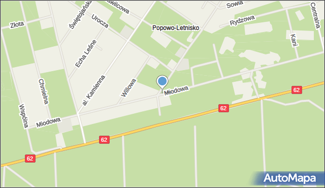 Popowo-Letnisko, Miodowa, mapa Popowo-Letnisko