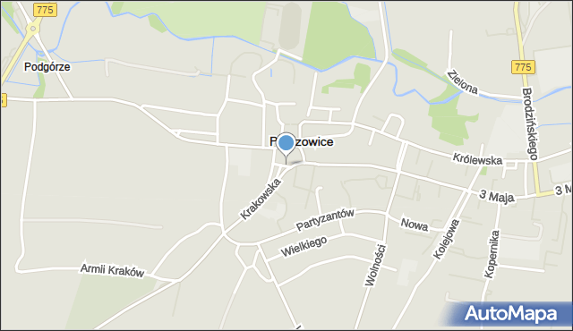 Proszowice, Mieszkowskiego Bronisława, ks., mapa Proszowice