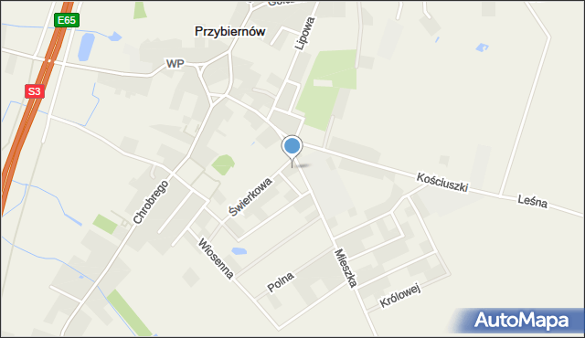 Przybiernów, Mieszka I, mapa Przybiernów