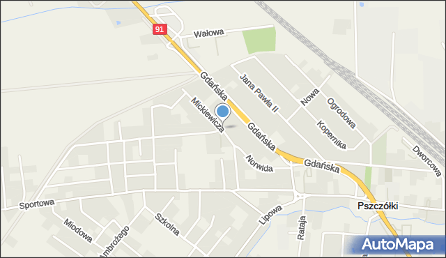 Pszczółki powiat gdański, Mickiewicza Adama, mapa Pszczółki powiat gdański