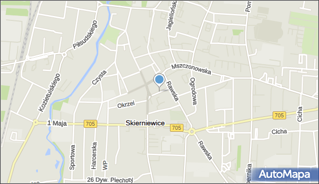 Skierniewice, Mireckiego Józefa, mapa Skierniewic