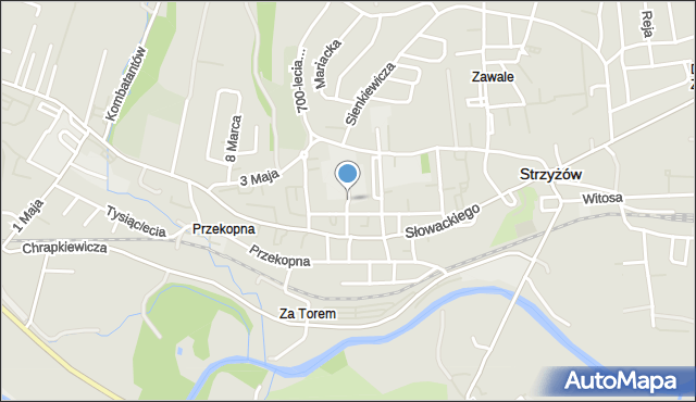 Strzyżów, Mickiewicza Adama, mapa Strzyżów