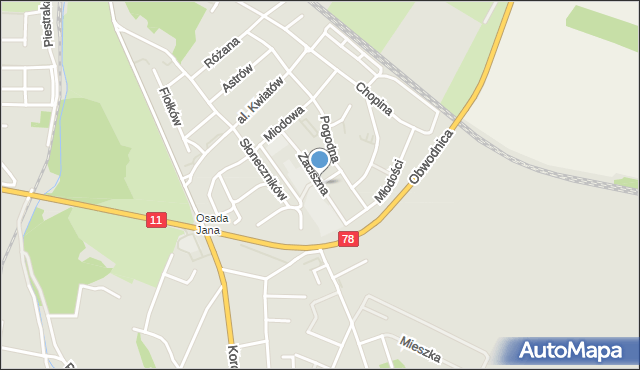 Tarnowskie Góry, Miła, mapa Tarnowskie Góry