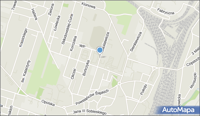 Tarnowskie Góry, Mickiewicza Adama, mapa Tarnowskie Góry