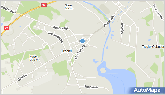 Trzciel powiat międzyrzecki, Mickiewicza Adama, mapa Trzciel powiat międzyrzecki