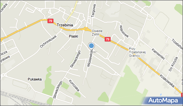 Trzebinia powiat chrzanowski, Mickiewicza Adama, mapa Trzebinia powiat chrzanowski