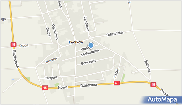 Tworków, Mickiewicza Adama, mapa Tworków