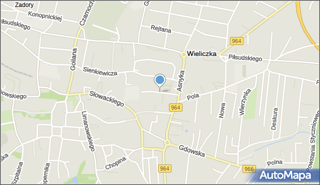 Wieliczka, Mierżączka, mapa Wieliczka
