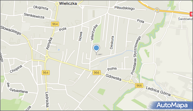 Wieliczka, Miła, mapa Wieliczka