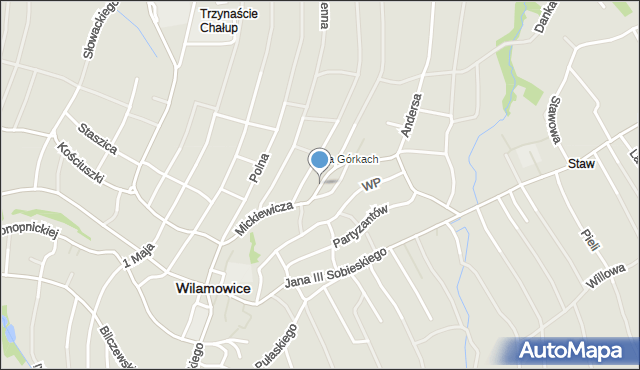 Wilamowice powiat bielski, Mickiewicza Adama, mapa Wilamowice powiat bielski