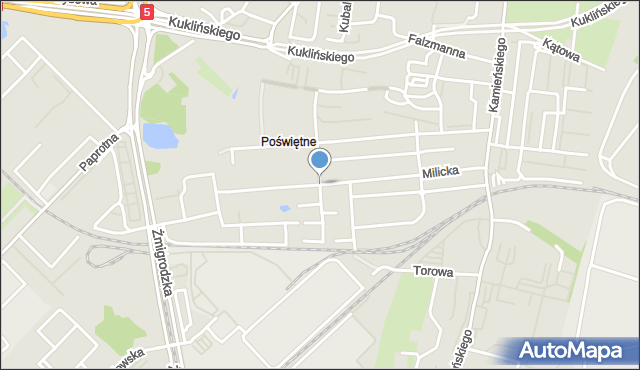 Wrocław, Milicka, mapa Wrocławia