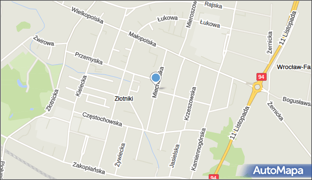 Wrocław, Miechowska, mapa Wrocławia