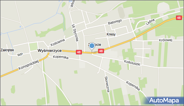 Wyśmierzyce, Mickiewicza Adama, mapa Wyśmierzyce