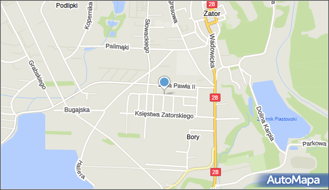 Zator powiat oświęcimski, Mieszka Cieszyńskiego, mapa Zator powiat oświęcimski