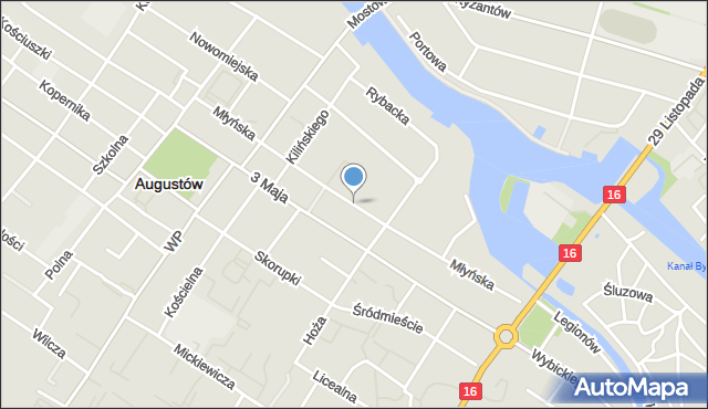 Augustów, Młyńska, mapa Augustów