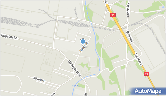 Bieruń, Mleczna, mapa Bieruń