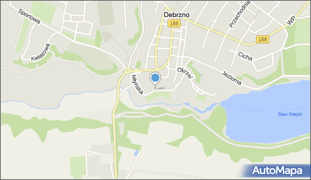 Debrzno, Młyńska, mapa Debrzno