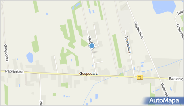 Gospodarz, Młyńska, mapa Gospodarz